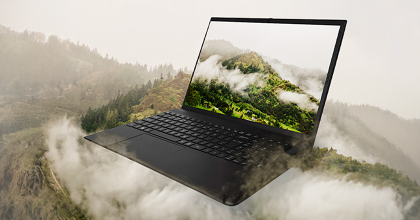 laptop techbite ZIN 5 widok na ekran w tle góry