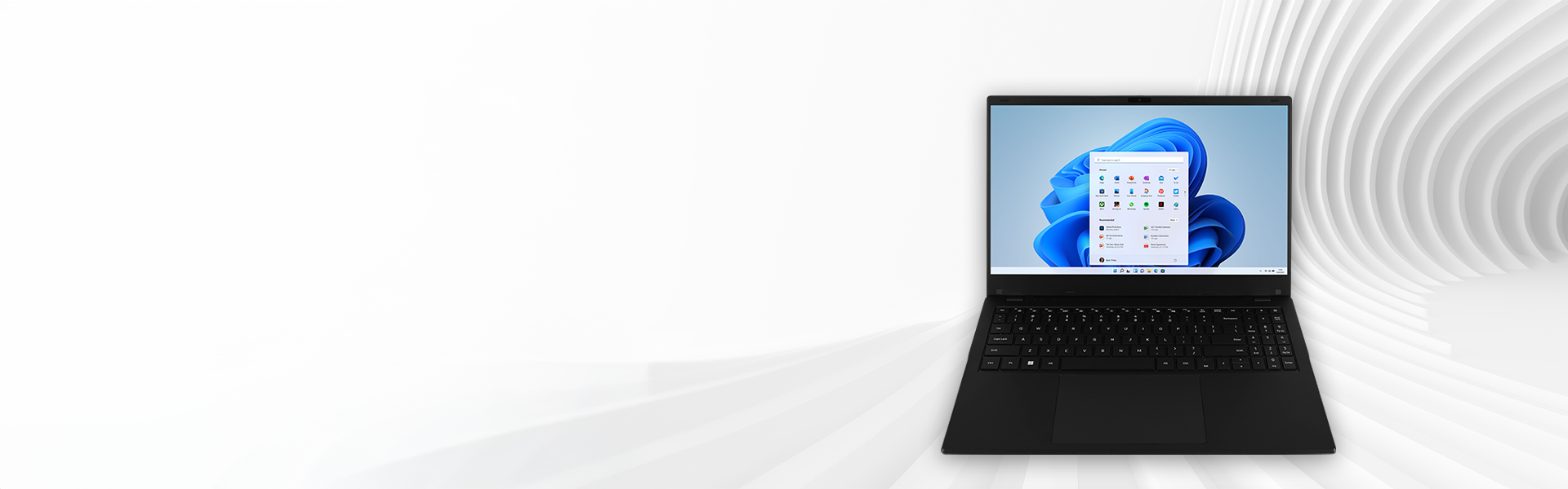 laptop techbite pix 15.6 128 gb fhd widok z przodu z motywem windows 11
